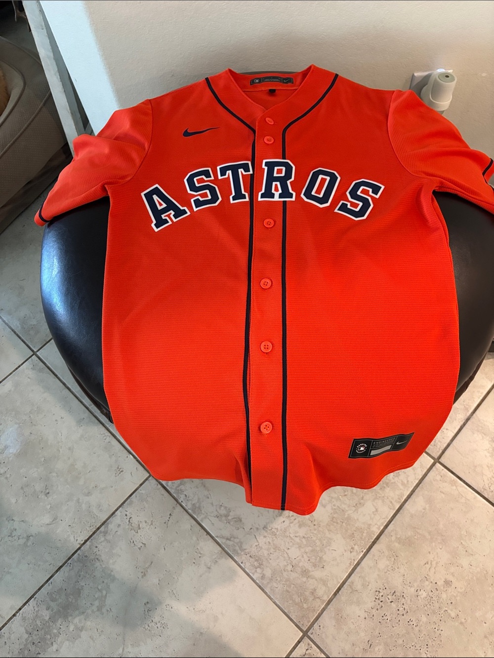 Nike Astros Bright Orange Button-Front Baseball Jersey